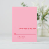 Minimalistisches Rotes Rosa Moderne einfache Hochz RSVP Karte (Stehend Vorderseite)