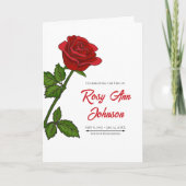Minimalistisches rotes Rosen-Begräbnisprogramm 4-S Karte (Vorderseite)