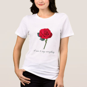 Minimalistisches rotes Rosen-Grafik-T-Shirt - Eleg Tri-Blend Shirt