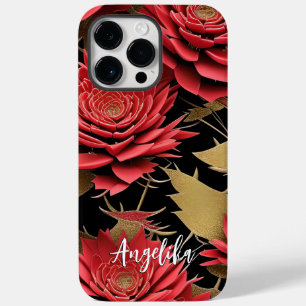 Minimalistisches rotes und goldenes abstraktes Mus Case-Mate iPhone 14 Pro Max Hülle