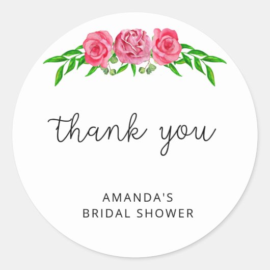 Minimalistisches rötlich-blumengeschmücktes Brautp Runder Aufkleber (Vorderseite)
