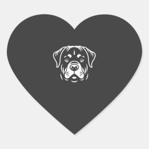 Minimalistisches Rottweiler-Gesichtdesign � Fette Herz-Aufkleber