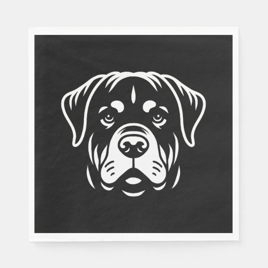 Minimalistisches Rottweiler-Gesichtsdesign - Bold  Serviette (Vorderseite)