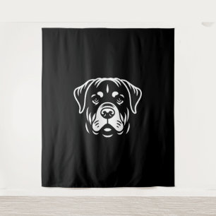 Minimalistisches Rottweiler-Gesichtsdesign - Bold Wandteppich