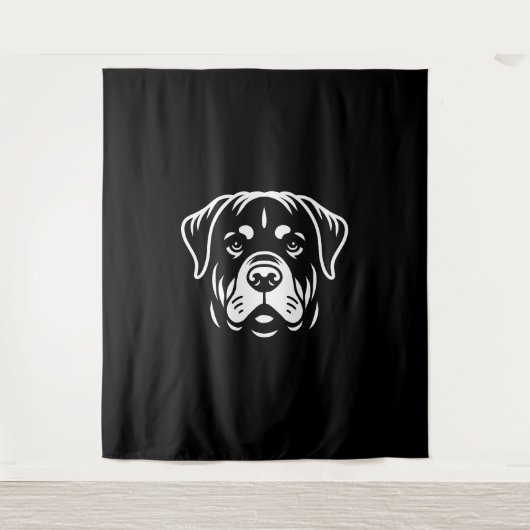 Minimalistisches Rottweiler-Gesichtsdesign - Bold  Wandteppich (Vorderseite)