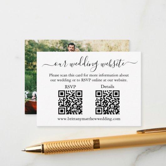 Minimalistisches RSVP Details-Foto für Hochzeitssz Begleitkarte (Vorderseite/Rückseite Beispiel)