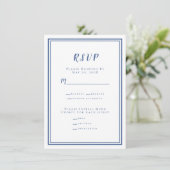 Minimalistisches RSVP-Menü für Hochzeiten Blau und (Stehend Vorderseite)
