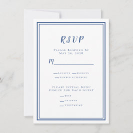 Minimalistisches RSVP-Menü für Hochzeiten Blau und