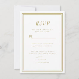 Minimalistisches RSVP-Menü für Hochzeiten - Gold u