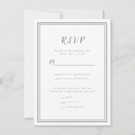 Minimalistisches RSVP-Menü für Hochzeiten, grau un