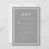 Minimalistisches RSVP-Menü mit dem Grauschick (Vorderseite)