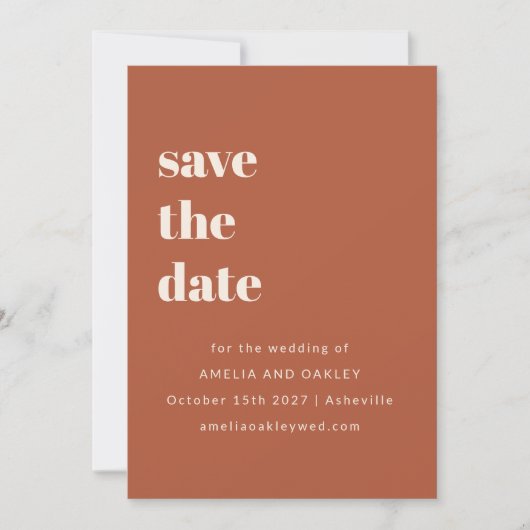 Minimalistisches Rust Fall Retro Simple Wedding Fo Save The Date (Vorderseite)