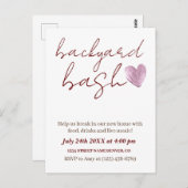 Minimalistisches rustikales Backyard Bash Housewar Postkarte (Vorne/Hinten)