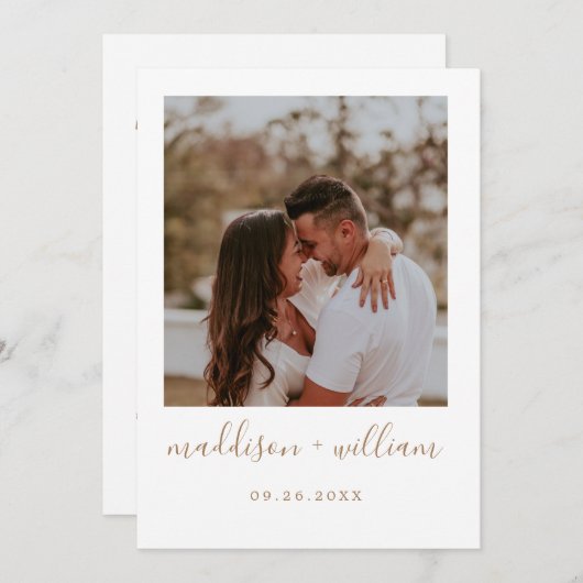 Minimalistisches rustikales Beige mit Einladung zu (Vorne/Hinten)