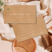 Minimalistisches rustikales Geschenkzertifikat