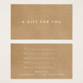 Minimalistisches rustikales Geschenkzertifikat (Vorne & Hinten)