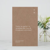 Minimalistisches rustikales Hochzeitsprogramm (Stehend Vorderseite)