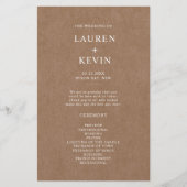 Minimalistisches rustikales Hochzeitsprogramm (Vorderseite)