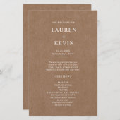 Minimalistisches rustikales Hochzeitsprogramm (Vorne/Hinten)