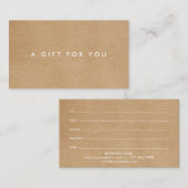 Minimalistisches Rustikales Kraftgeschenk Treuekarte (Vorne/Hinten)