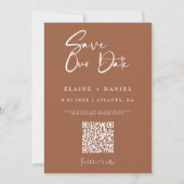 Minimalistisches rustikales Script QR Code Foto Save The Date (Vorderseite)