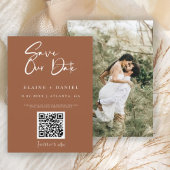 Minimalistisches rustikales Script QR Code Foto Save The Date