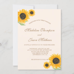 Minimalistisches rustikales Sonnenblumen Foto Hoch Einladung