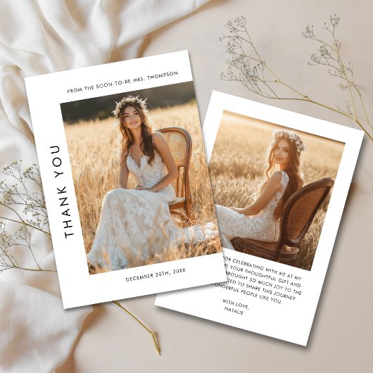 Minimalistisches rustikales Typografie Brautparty  Dankeskarte