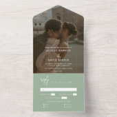 Minimalistisches Sage Green Foto Einzigartige Hoch All In One Einladung (Innen Boden)