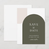 Minimalistisches Sage Grün Boho Bogen Rustikale Sc Save The Date (Vorne/Hinten)