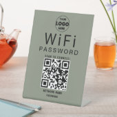 Minimalistisches Salbei Grün Geschäft WiFi QR Code Sockelschild (In Situ)