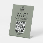 Minimalistisches Salbei Grün Geschäft WiFi QR Code Sockelschild (Vorderseite)