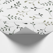 Minimalistisches Salbeigrün-Botanik-Blattmuster Geschenkpapier (Ecke)