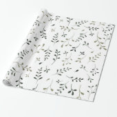 Minimalistisches Salbeigrün-Botanik-Blattmuster Geschenkpapier (Ungerollt)