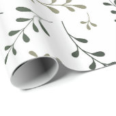 Minimalistisches Salbeigrün-Botanik-Blattmuster Geschenkpapier (Rolleneckpunkt)