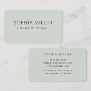 Minimalistisches Salbeigrün Editorial Esthetikerin Visitenkarte