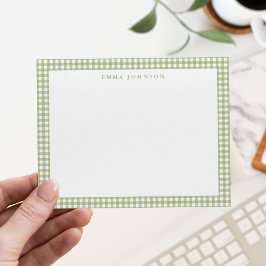 Minimalistisches Salbeigrün Gingham Karo Mitteilungskarte
