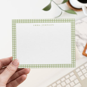 Minimalistisches Salbeigrün Gingham Karo Mitteilungskarte