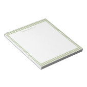 Minimalistisches Salbeigrün Gingham Monogramm Notizblock (angewinkelt)