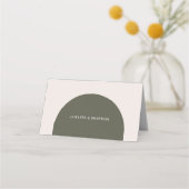 Minimalistisches Salbeigrün Rustikale Boho-Bogenho Platzkarte (Rückseite)