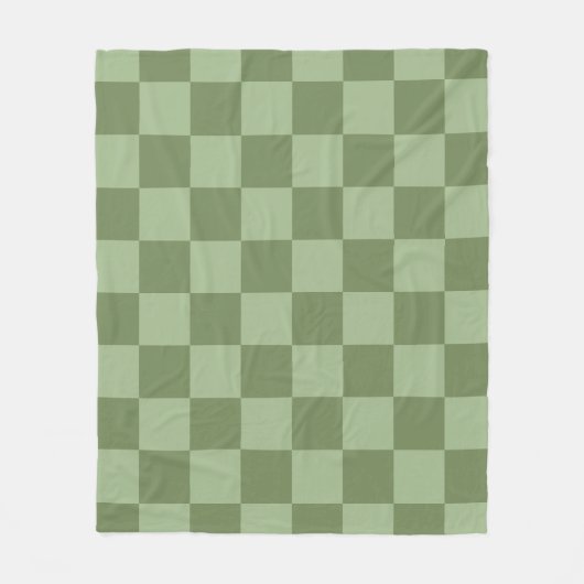 Minimalistisches Salbeigrün-Schachbrettmuster Fleecedecke (Vorderseite)
