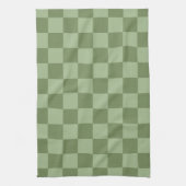Minimalistisches Salbeigrün-Schachbrettmuster Geschirrtuch (Vertikal)