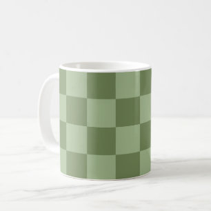 Minimalistisches Salbeigrün-Schachbrettmuster Kaffeetasse