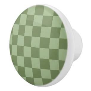Minimalistisches Salbeigrün-Schachbrettmuster Keramikknauf