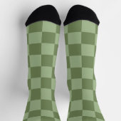 Minimalistisches Salbeigrün-Schachbrettmuster Socken (Oben)