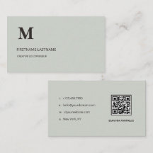 Minimalistisches Salbeigrünes Firmenmonogramm QR C