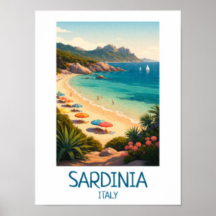 Minimalistisches Sardinien Italien Vintage-Reise-K Poster