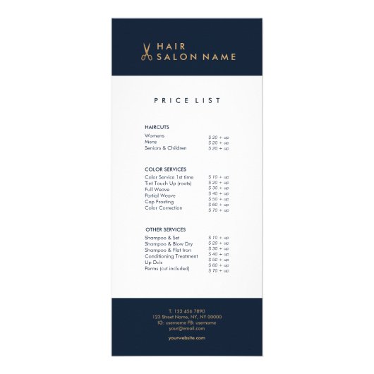 Minimalistisches sauberes Gold Scissors Werbekarte (Vorne)