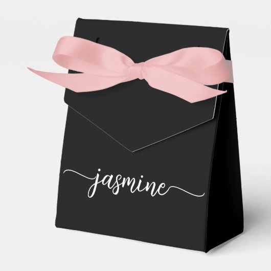 Minimalistisches sauberes schwarzes Monogramm-Name Geschenkschachtel (Vorderseite)