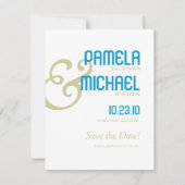 Minimalistisches Save the Date Aqua & Chartreuse P (Vorderseite)